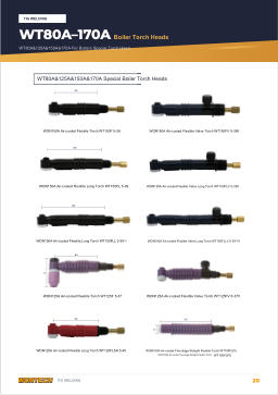 Catalogue page 20 WT80A–170A Boiler Torch Heads