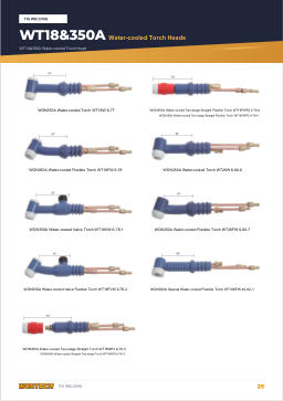 Catalogue page 29 WT18&350A Water-cooled Torch Heads