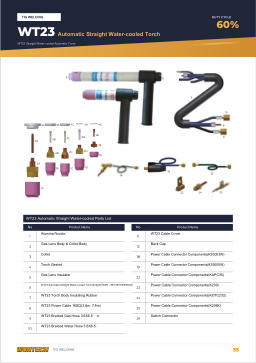 Catalogue page 35 WT23 Automatic Straight Water-cooled Torch