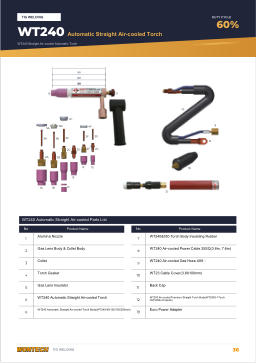Catalogue page 36 WT240 Automatic Straight Air-cooled Torch