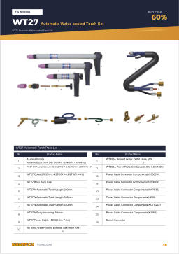 Catalogue page 38 WT27 Automatic Water-cooled Torch Set
