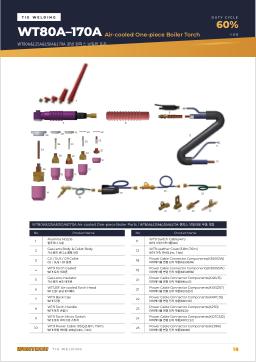 카탈로그 18쪽 WT80A&125A&150A&170A 공냉 원피스 보일러 토치
