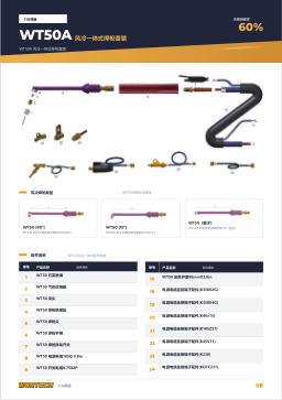 产品目录第8页 WT50A Air-cooled One-piece Torch Set