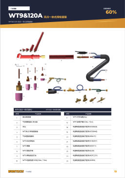 产品目录第13页 WT9&120A Air-cooled One-piece Torch Set
